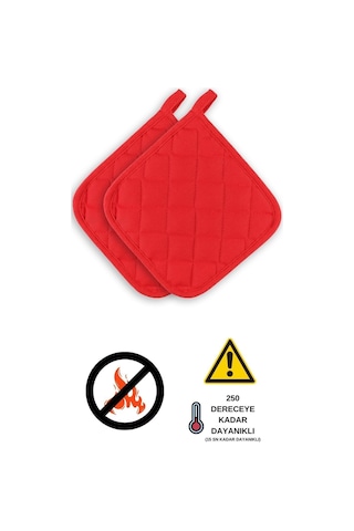 Yanmaz, Isıya Dayanıklı Fırın Tutacağı 2 Tutacak Kırmızı