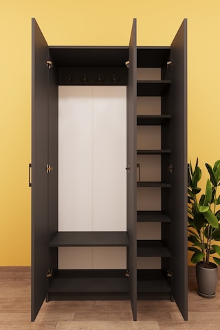 Asra Trend Vestiyer & Portmanto V-07 %100 MDF 3 Kapaklı Ayakkabılık Dolabı Koyu Gri