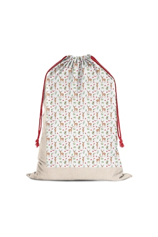 Büyük Noel Baba Hediye Çantası, Pamuklu Kordonlu, Yeniden Kullanılabilir Noel Geyik Yemişi