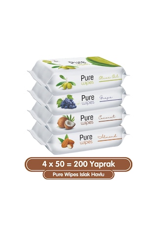 Pure Wipes Islak Havlu 4 X 50'Li 200 Yaprak