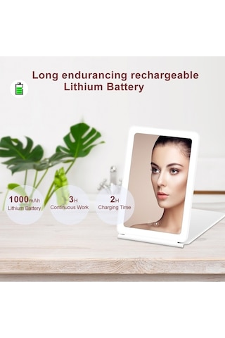 Flybuy Taşınabilir Makyaj Makyaj Led Katlanabilir Işık Büyüteçli Aynası Aynası Ayna 3x Kl Beyaz