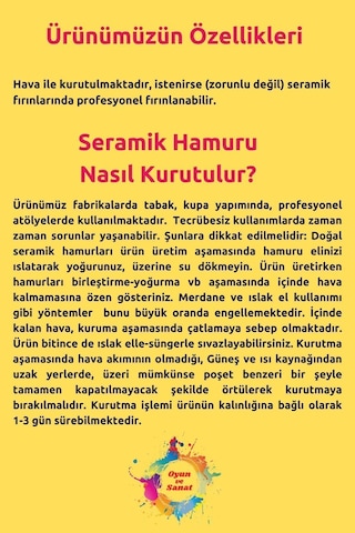 Seramik Hamuru Başlangıç Seti, Kil Çamuru, Oyun Hamuru, Seramik Şekillendirme Kalemi