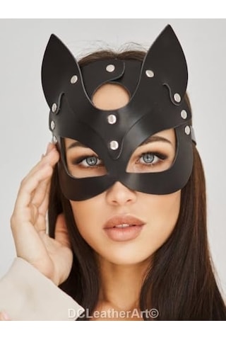 Sınırsızmarket Siyah Fantezi Deri Maske Kedi Maske