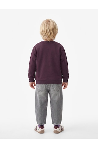 Koton Bisiklet Yaka Uzun Kollu Baskı Detaylı Şardonlu Sweatshirt Mor 7wmb10109tk