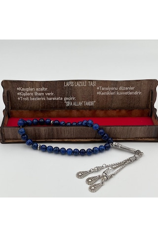 Lapis Lazuli Taşlı Erkek Tesbih Özel Ahşap Kutulu Hediyelik Tesbih Şık Erkek Hediyesi Tb24