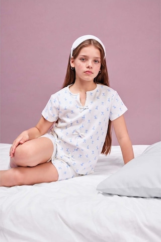 Defacto Regular Fıt 2li Pijama Takımı Kız Çocuk H5755a826smer105 Ekru-er105