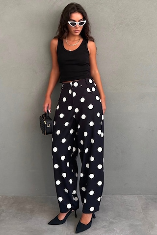 Madmext Siyah Puantiyeli Beli Lastikli Balon Kadın Pantolon Mg2886
