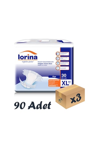 Lorina Tekstil Yüzeyli Bel Bantlı Yetişkin Hasta Bezi XL 30'Lu 3 Paket 90 Adet