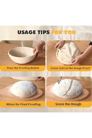 Maoyaya Madav Ekmek Pişirme Malzemeleri, Premium Yuvarlak Ekmek Banneton Sepet 2 Paket Astarlı - Brotform 8,5 İnç Natural