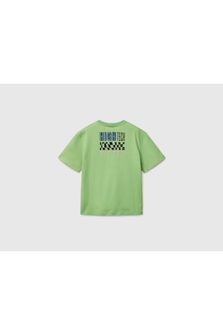 Name It Benetton Erkek Çocuk Slogan Baskılı T-shirt Yeşil