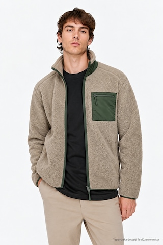 Only & Sons Erkek Onsdallas Sherpa Jacket Bej Mont Ceket- 22025599