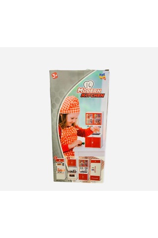Kayyum Oyuncak Modern Kıtchen Tekli Mutfak Seti Kırmızı Beyaz Fırınlı 1011-2