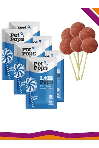 Lollipops Tavuk Ciğeri Yabanmersini 6'lı Kedi Köpek Ödül Lolipopu