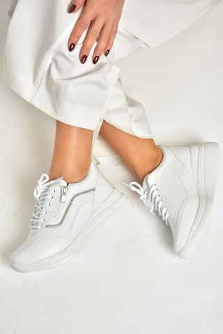 Fox Shoes U702020709 Beyaz Kalın Tabanlı Spor Ayakkabı Sneakers Beyaz-suni Deri Beyaz
