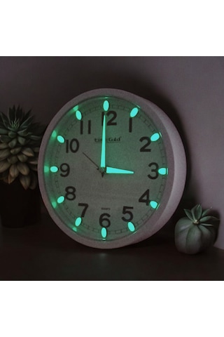 Fosforlu Karanlıkta Parlayan Küçük Çocuk Odası Beyaz Duvar Saati Çap 22 Cm Beyaz