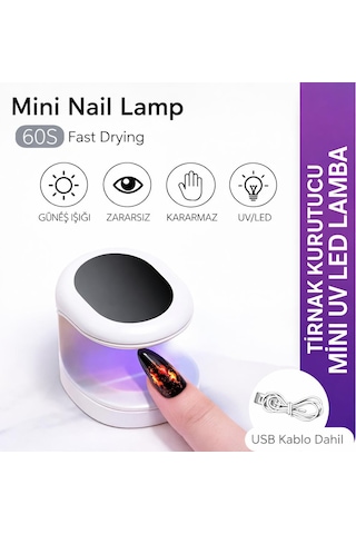 Mini Uv Led Tırnak Kurutucu 16w Usb Girişli Taşınabilir Nail Lamp