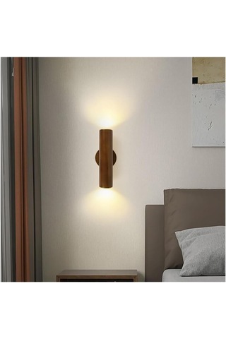 2 Işıklar Ülke Duvar Lambası İç Mekan Kısaltılabilir Led Ceviz Ceviz