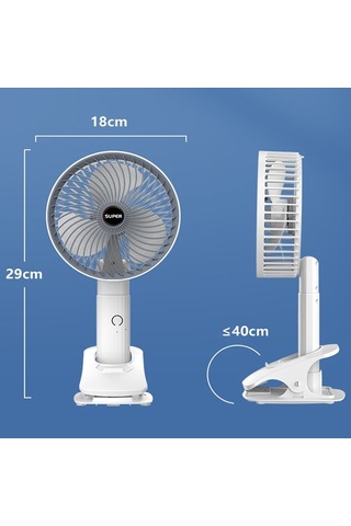 Cbtx Masaüstü Taşınabilir Usb Şarj Klipsli Fan Çok Fonksiyonlu Dönebilen El Fanı Gri