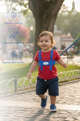 Babyjem Çocuk Yürüme Yardımcısı Güvenlik Kemeri Mavi
