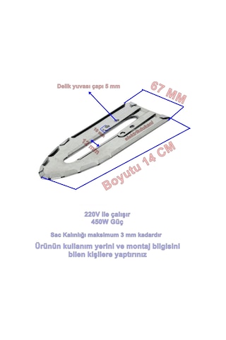 Ender Blendajlı Terzi Ütü Rezistansı 220v 450w Sac