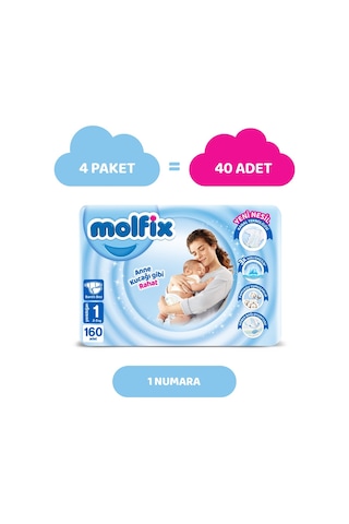Molfix Bebek Bezi 1 Beden Yenidoğan Ultra Ekonomik Paket 160 Adet 4'lü