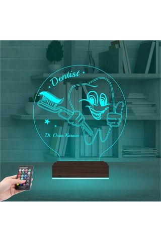 Luvivia Diş Doktoru Hediye Diş Hekimi Kişiye Özel 3d Lamba - Masa Gece Lambası Şeffaf