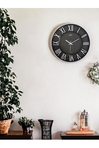 Galaxy Premium Serisi Modern Tasarımlı Roma Rakamlı 40 Cm Duvar Saati Siyah-gri Siyah - Siyah