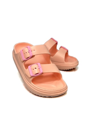 Sermoda Çift Toka Hafif Eva Yazlık Plaj Terliği Havuz Terliği Lavabo Terliği Pudra Pembe Pudra - Pembe