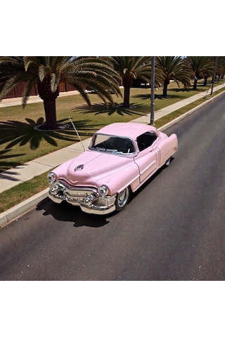 Pembe 1953 Cadillac Serıes 62 Coupe Diecast Çek Bırak Model Araba Diğer