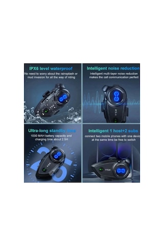 Y5x Rgb Işıklı Intercom 5 Kişi Bağlantılı 1000mah Motosiklet Bluetooth Kulaklık Seti 77327565