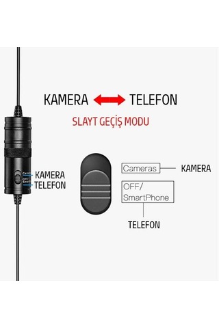 Polham 6 Metre 3.5mm Telefon Ve Kamera İçin Yaka Mikrofonu, Canlı Yayın, Profesyonel Muhabir Mikrofonu