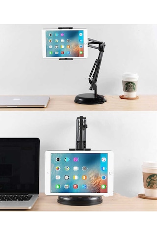 Çalışma Masası Ofis Ev Masa Üstü Tablet Ve Telefon Tutucu 56cm Çift Hareketli Ayarlanır Uzun Kol