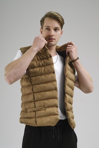 Tobia Slim Fit Cepli Dolum Süet Erkek Yelek