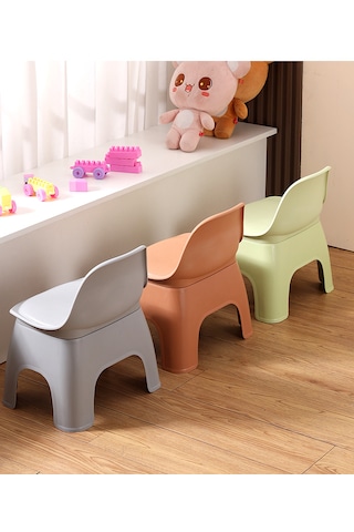 Kalınlaşmış Ev Küçük Tezgah Çocuk Sırtlı Sandalye-yeşil