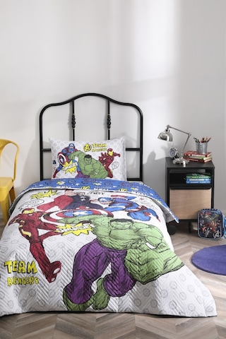 Özdilek  Avengers Team Tek Kişilik Disney Lisanslı Lastikli Fitted Çarşaf Kapitone Çocuk Nevresim Tak