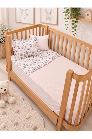 Sallhome Baby Textile Pudra Masal Evleri Bebek Pike Takımı 4 Parça 90x120 CM
