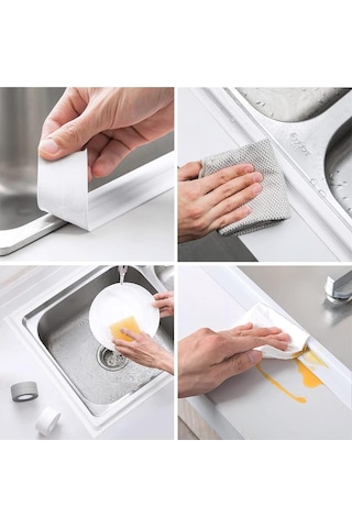 Su Sızdırmaz Geçirmez Dayanıklı Lavabo Tezgah Küvet Duş Banyo Mutfak Pencere Kenar Bandı 3,2 Mt