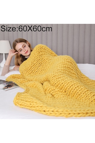 Sones Moda El Yapımı Polyester Battaniye, Boyut: 60x60cm Sarı