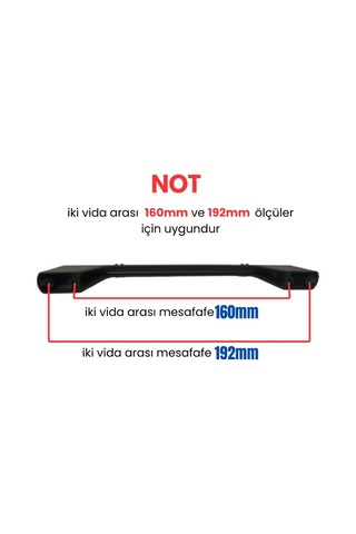 4 Adet Çizgili Saroz Siyah Metal Mobilya Kulpu 160mm - 192mm Siyah