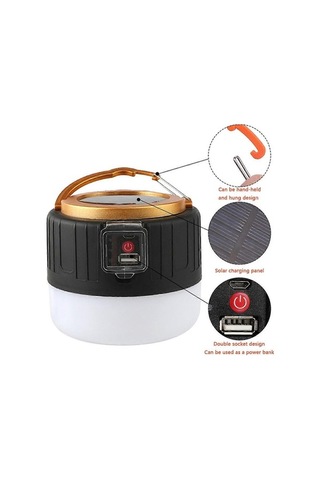 Bloomnest Yüksek Güçlü Güneş Enerjili Kamp Feneri, Uzaktan Kumandalı, 3 Modlu, Çadır Işıkları, Acil Durum Feneri, Güç Bankası, Kamp Seyahati İçin Siyah