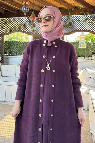 Rabia Şamlı Yakut Angora Triko Kap Mürdüm Normal