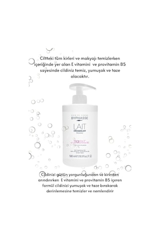 Byphasse Makyaj Temizleme Sütü Pratik Pompalı Ambalaj Tüm Cilt Tipleri 500 ML