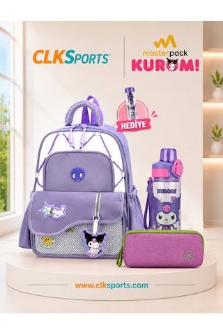 Masterpack Deluxe Anaokulu Çantası , Kalem Çantası , Kuromi Suluk Matara Hediye Mor