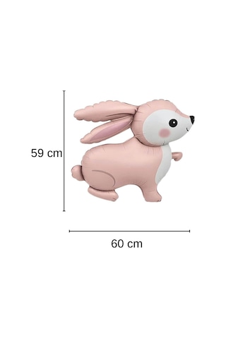 Pembe Tavşan Folyo Balon 60x59 Cm