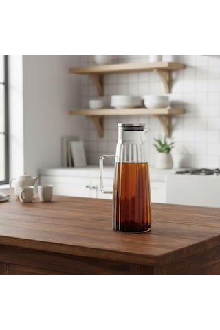Metal Kapaklı Borosilikat Cam Yağdanlık Ve Sürahi 1000ml 11x26cm Çok Amaçlı İçecek Ve Sıvı Gıda Saklama 0
