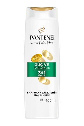 Pantene Güç Ve Parlaklık Şampuanı 3'ü 1 Arada 400 Ml Beyaz