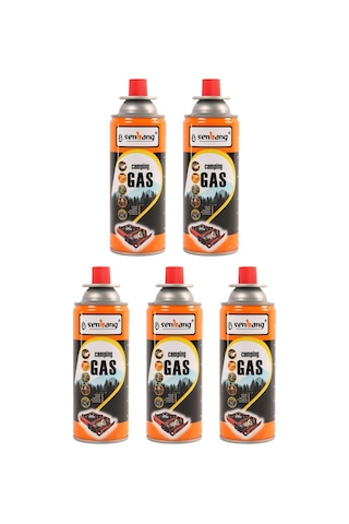 5'li Gaz Kartuşu Set Beşli Pürmüz Gazı 5 Adet 227 Gr Kamp Gazı Kartuş Seti Gümüş