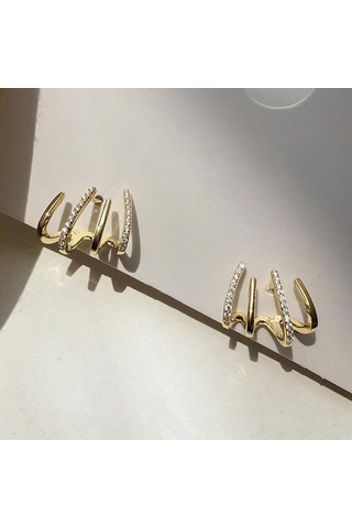 Altın Moda Zarif Rhinestone Dekor Kulak Manşet Küpe Kadın İçin 2023 Yeni Varış Noel Hediyesi Damızlık Küpe Altın