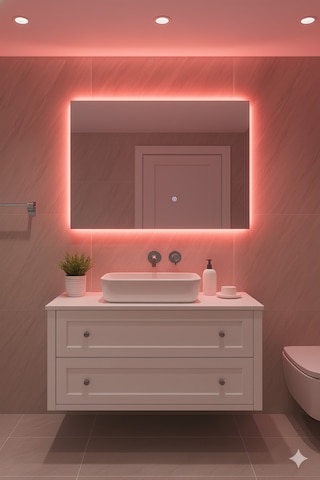 Digital Hayat Kırmızı Led Işıklı Dikdörtgen Ayna Dekoratif Banyo Makyaj Aynası Yatay Ve Dikey Kullanım Kırmızı
