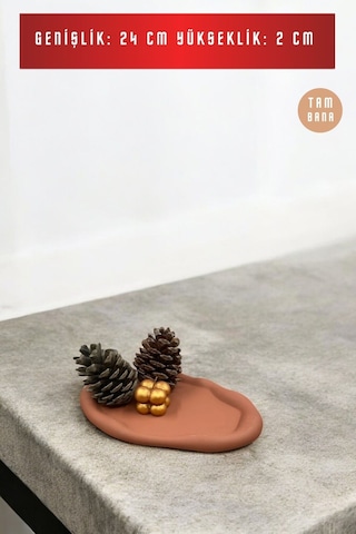 Beyaz Sunumluk Takı Tabağı Dekoratif Tepsi Obje Ev Dekorasyon Model 18 - Terracotta